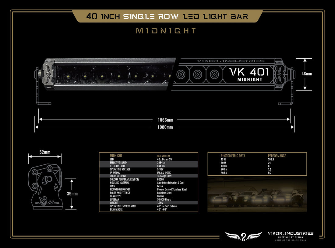 VK401 Midnight LED Light Bar - 40 Inch LED Light Bar
